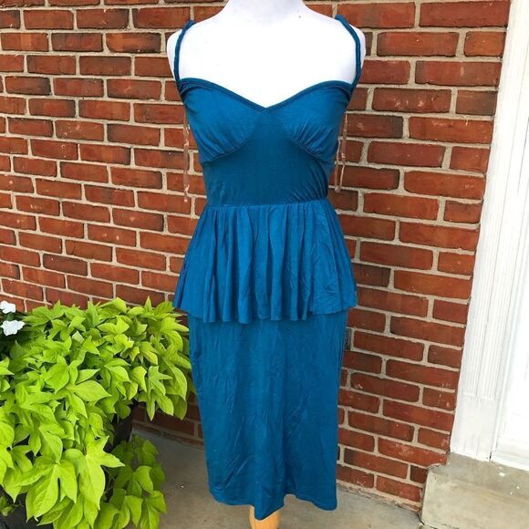 Rachel Pally Nile Blue Peplum Serra Dress - Picture 1 of 8